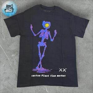 Kaws X Cactus Plant Flea Market CPFM T-Shirt Men Size Med Black Skeleton Tee NEW